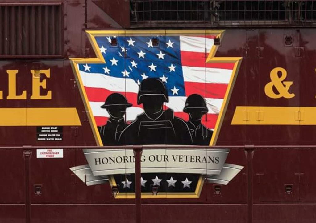 Veterans decal on train