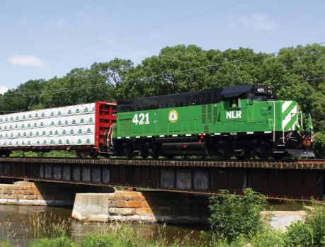 NLR #421 crosses the Sauk River in Waite Park, MN