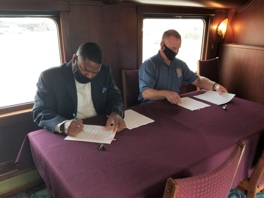 Pictured: PHL President, Otis Cliatt, on the left and BLET General Chairman, Brian Carr, on the right.